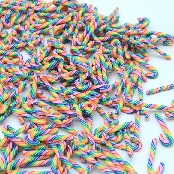 Clay- white Stripe Rainbow Candy Cane